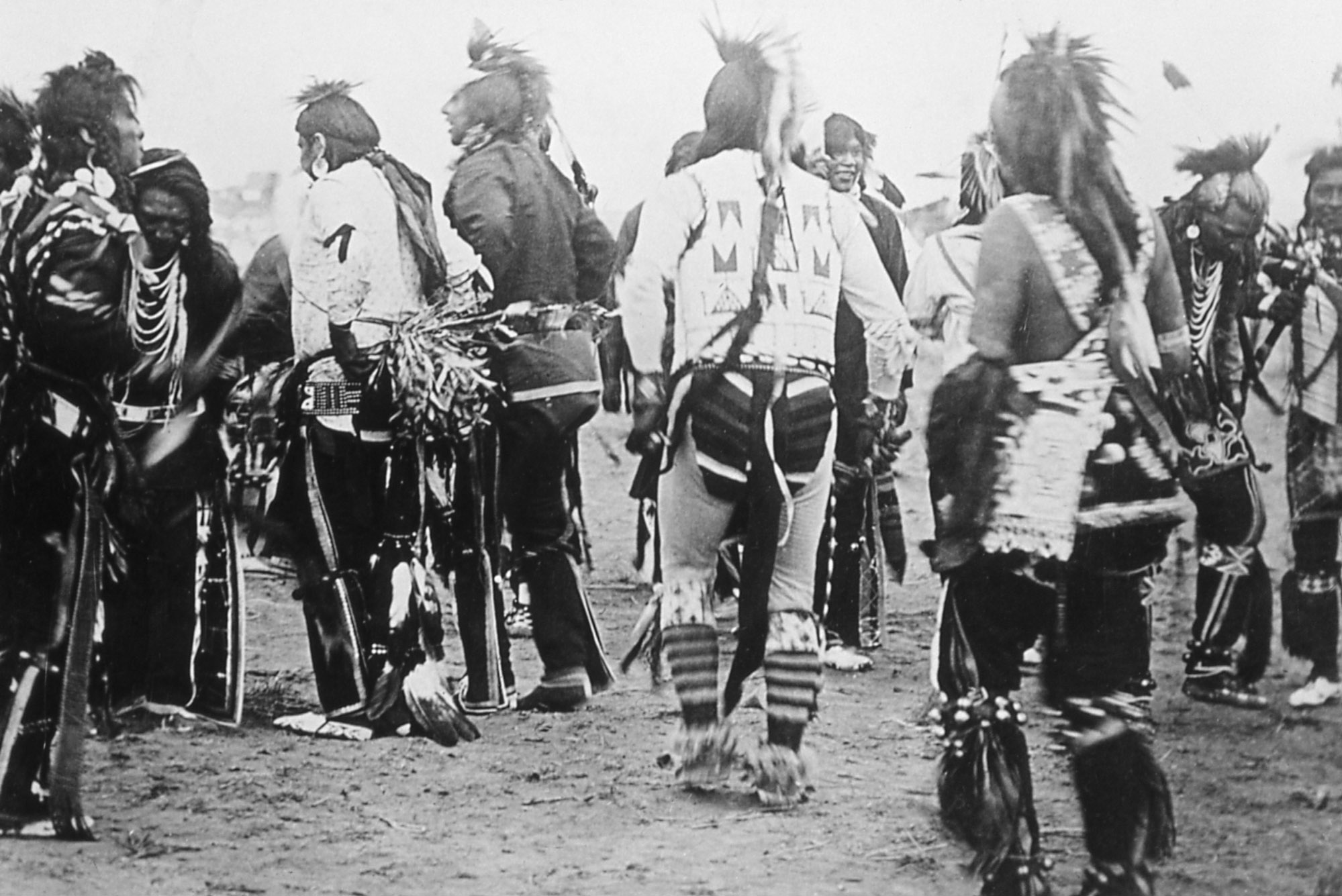 Bannock men at dance; Photographer unknown; No date; History - Indians