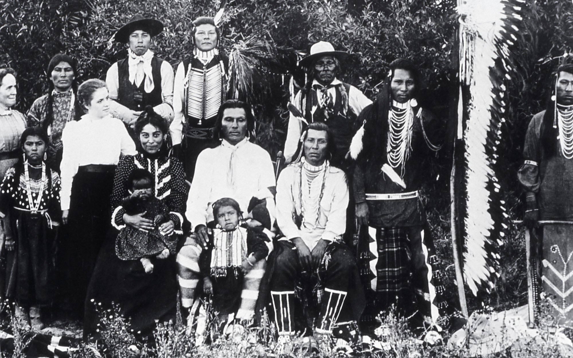 Bannock indians with two white women; Photographer unknown; No date; History - Indians