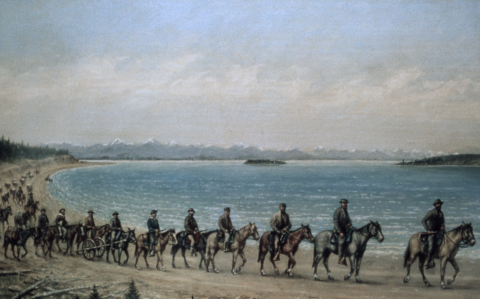 Hayden Expedition, original painting in Yellowstone National Park collection; William H Jackson; 1871