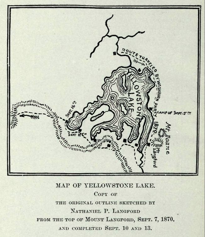 Map of Yellowstone Lake by Langford Expedition